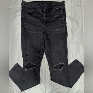 American Eagle Outfitters Black Distressed Jeggings